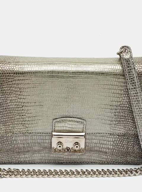 Dior Miss Dior Promenade Silver Lizard Shoulder Bag
