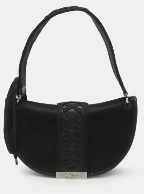 Dior Admit It Black Leather and Satin Shoulder Bag