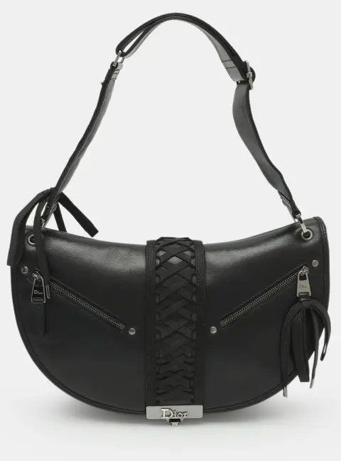 Dior Admit It Corset Black Fabric and Leather Shoulder Bag