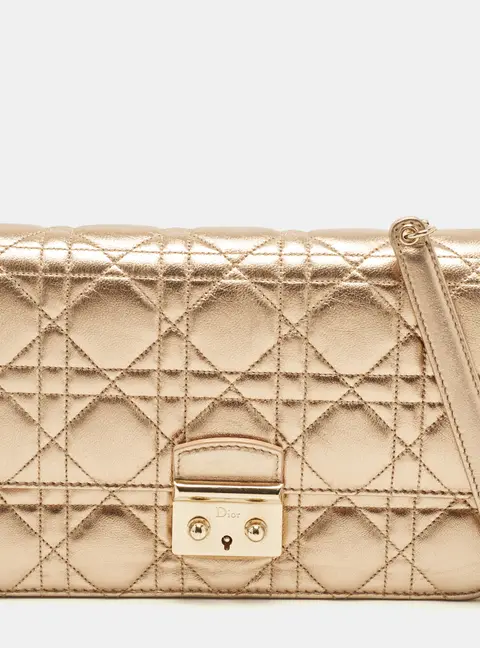 Dior Miss Dior Promenade Gold Cannage Leather Chain Shoulder Bag