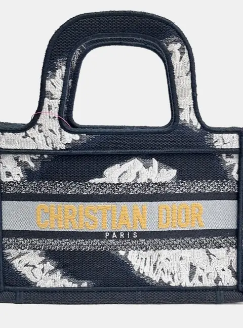 Christian Dior Navy Blue/Multicolor Fabric Mini Book Tote Bag