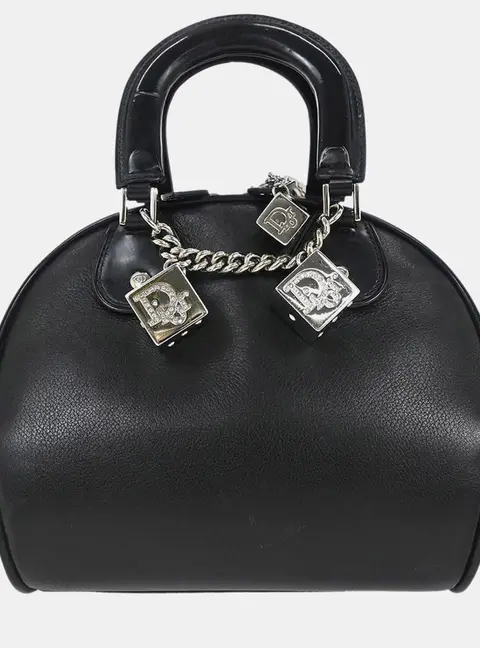 Dior Gambler Dice Black Leather Top Handle Bag