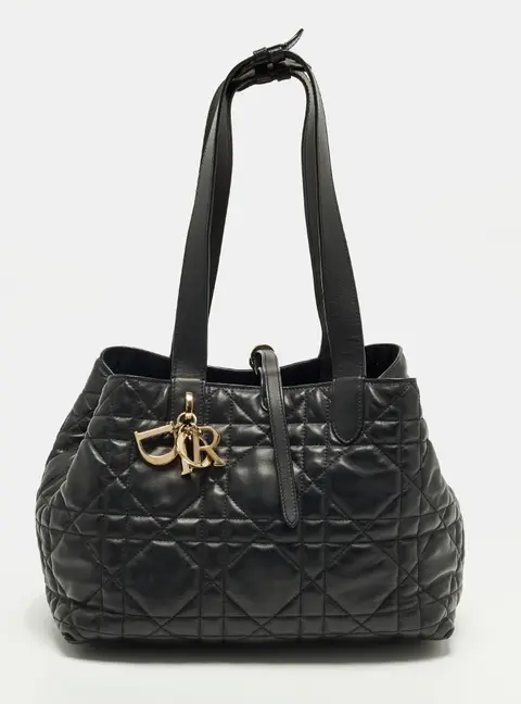 Dior Toujours Medium Black Macrocannage Leather Tote