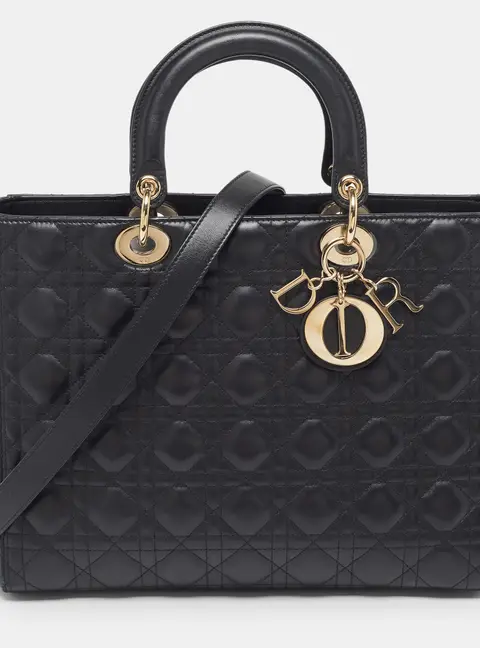 Dior Lady Dior Large Black Cannage Leather Tote