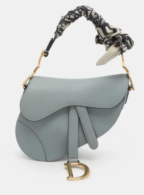 Dior Saddle Mini Light Blue Leather Bag