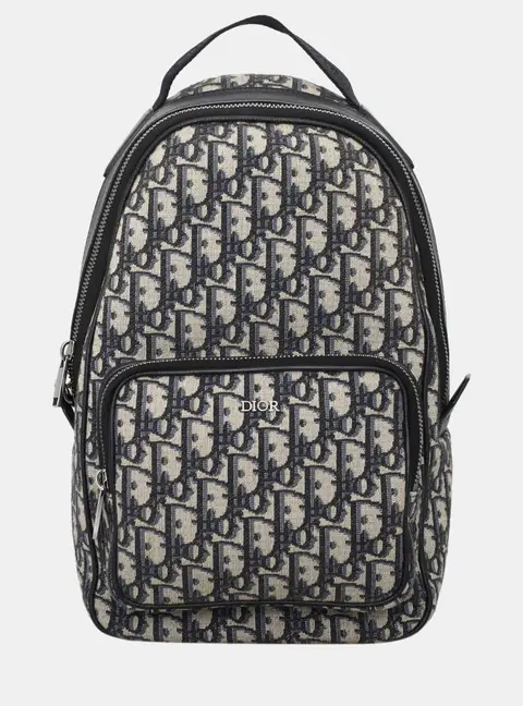 Dior Rider Grey Oblique Canvas Backpack Bag