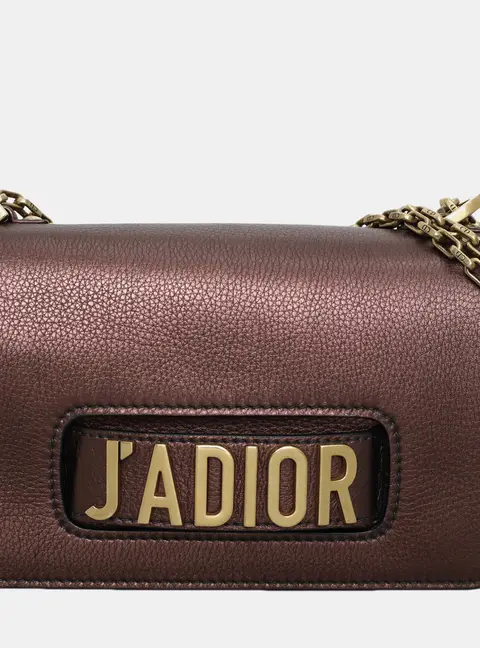 Dior J'Adior Brown Metallic Grained Leather Flap Bag