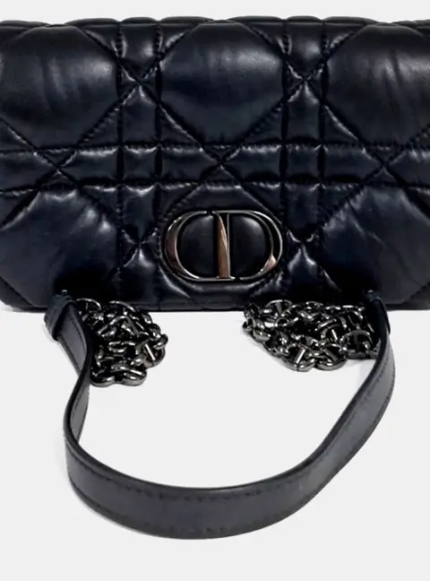 Dior Caro Pouch Black Lambskin Leather Crossbody Bag