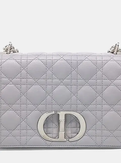 Dior Caro Medium Grey Calfskin Leather Shoulder Bag