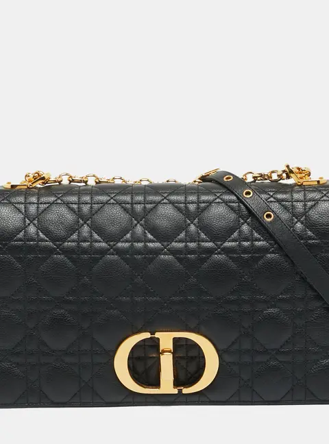 Dior Caro Large Black Cannage Leather Shoulder Bag