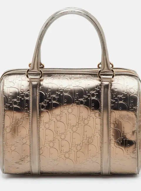 Dior Metallic Oblique Patent Leather Boston Bag