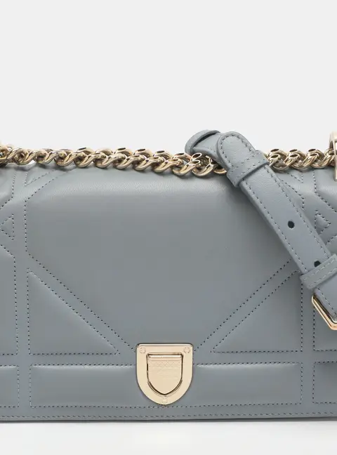 Dior Diorama Small Grey Cannage Leather Flap Bag