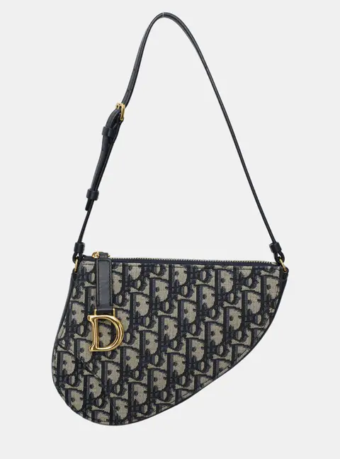 Dior Saddle Pouch Blue Dior Oblique Canvas Shoulder Bag