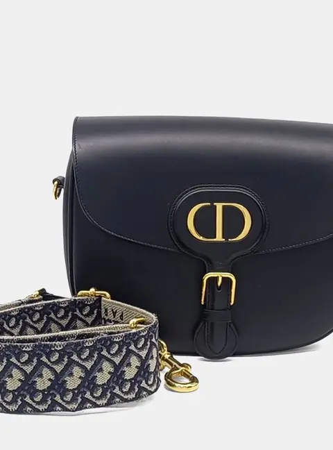 Dior Bobby Large Black Box Calfskin Leather Shoulder Bag