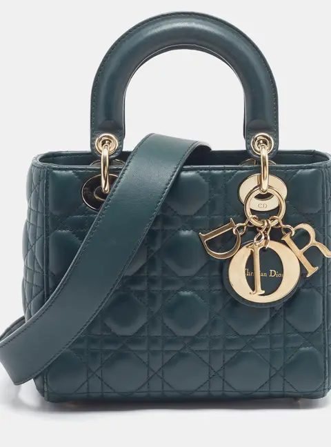 Dior Lady Dior My ABCDior Small Green Cannage Leather Tote