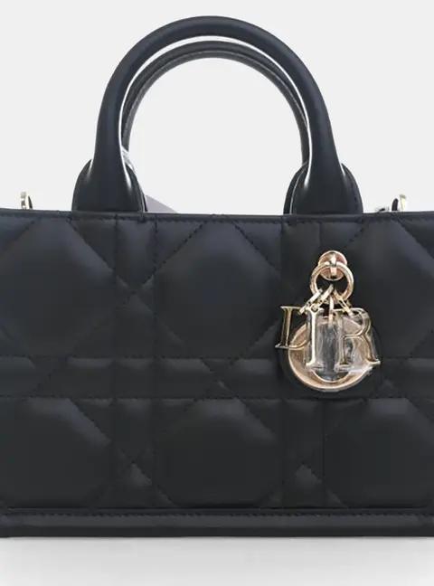 Dior Book Tote Mini Black Calfskin Leather Top Handle Bag