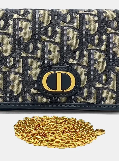 Dior 30 Montaigne Nano Navy Blue Canvas Crossbody Bag