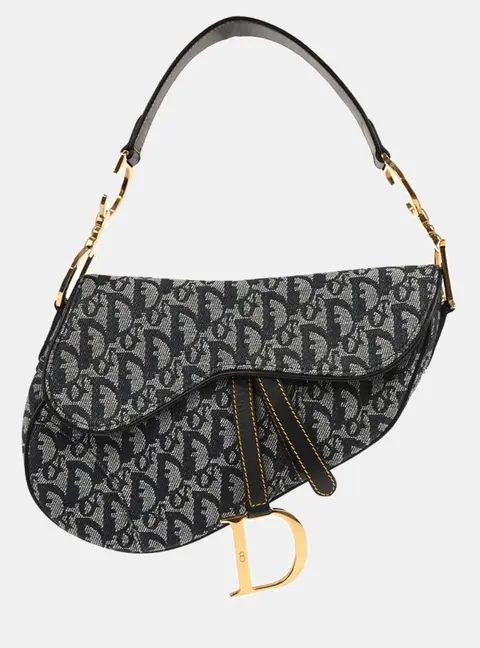 Christian Dior Saddle Navy Diorissimo Canvas Shoulder Bag