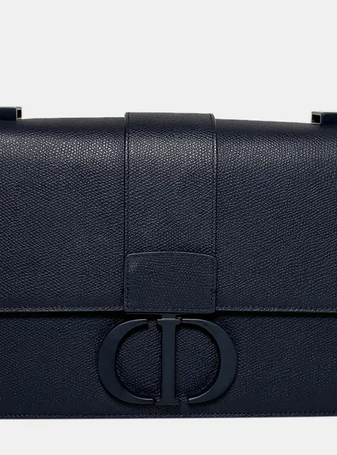 Dior 30 Montaigne Medium Indigo Blue Grained Calfskin Leather Shoulder Bag