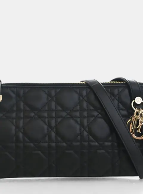 Christian Dior Miss Dior Pouch Black Lambskin Leather Crossbody Bag