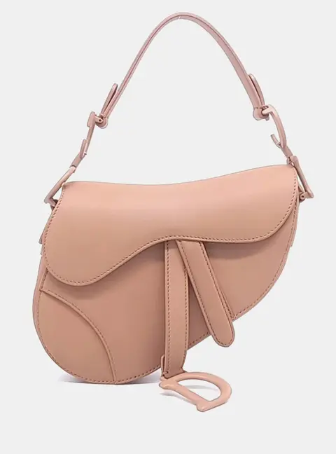 Dior Beige Leather Mini Saddle Bag