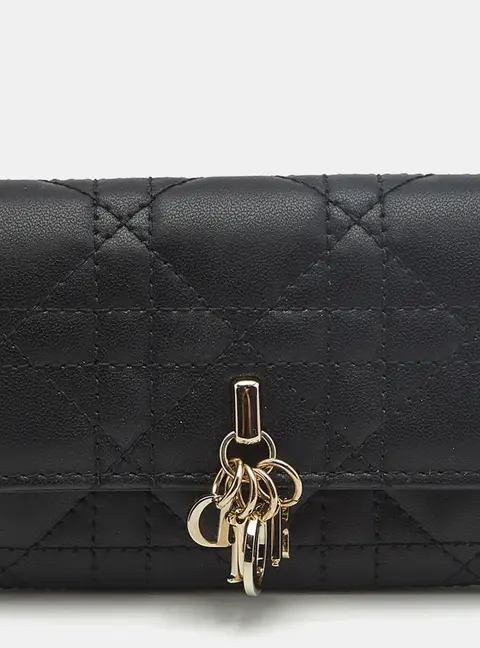 Dior My Dior Glycine Black Cannage Leather Wallet