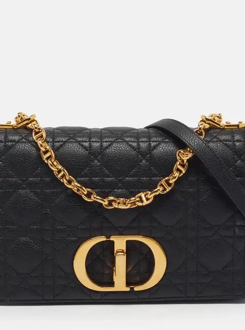 Dior Caro Medium Black Cannage Leather Shoulder Bag