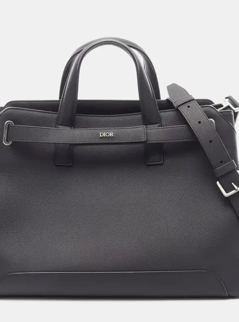 Dior Normandie Medium Black Dior Icons Calfskin Leather Top Handle Bag