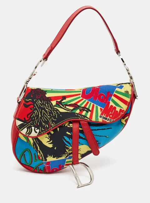 Dior Bob Marley Saddle Multicolor Fabric Bag