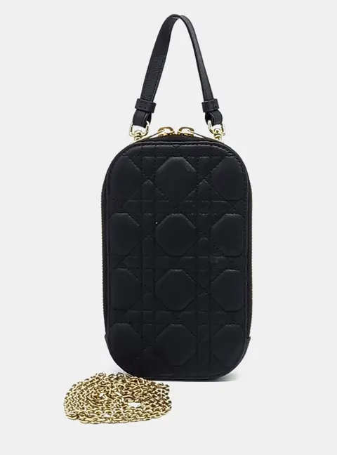 Christian Dior  Black Leather Phone Holder Crossbody Bag