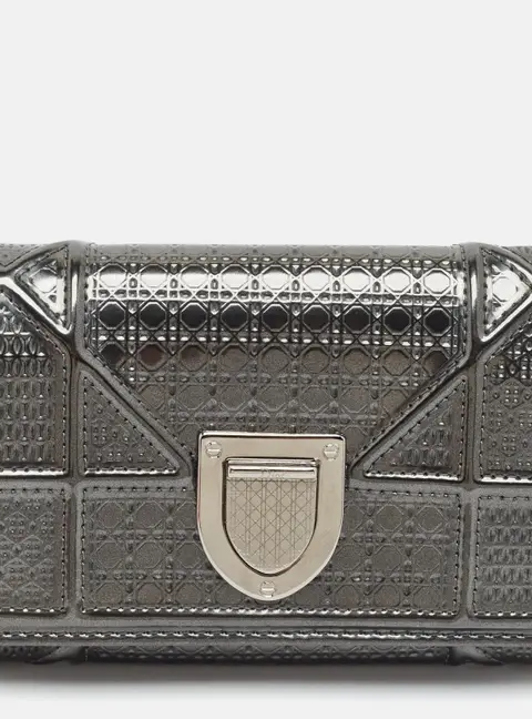 Dior Diorama Grey Patent Leather Trifold Wallet