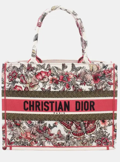 Christian Dior Book Tote Medium White Canvas Tote Bag