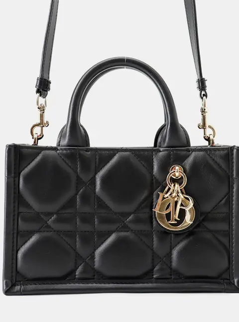Dior Book Tote Mini Black Cannage Calfskin Leather Top Handle Bag