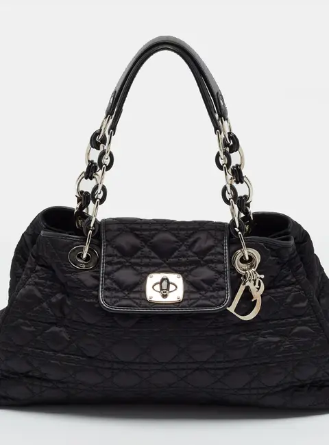 Dior Charming Lock Black Cannage Nylon Satchel