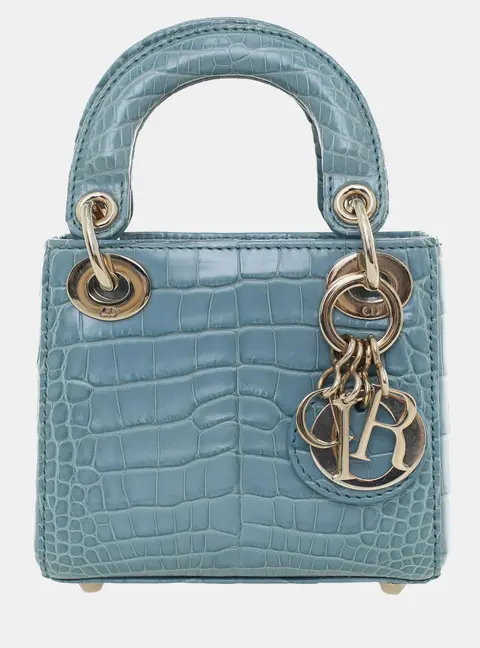 Dior Alligator Micro Lady Dior Blue Bag