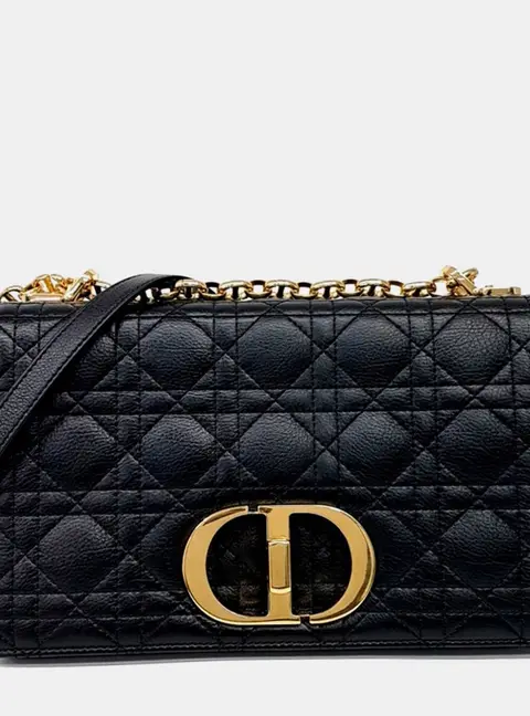 Christian Dior Caro Black Leather Bag Medium M9242