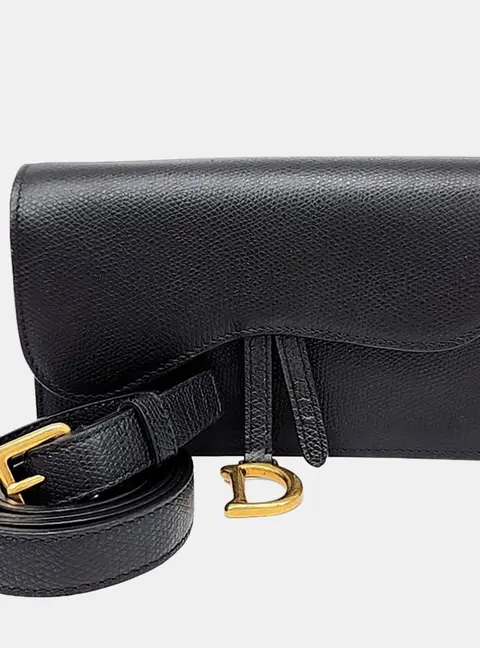 Christian Dior Black Leather Saddle Belt Bag