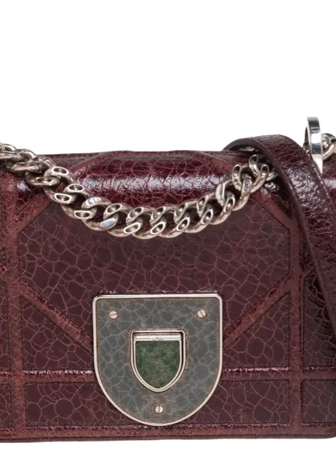 Dior Burgundy Ceramic Effect Leather Diorama Club Shoulder Bag