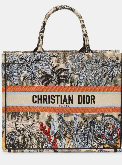 Dior Multicolor Toile De Jouy Tropicalia Embroidered Canvas Large Book Tote