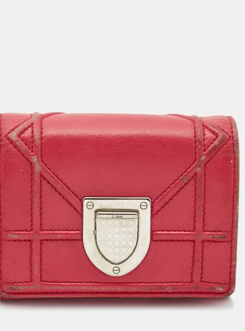 Dior Pink Leather Diorama Trifold Wallet
