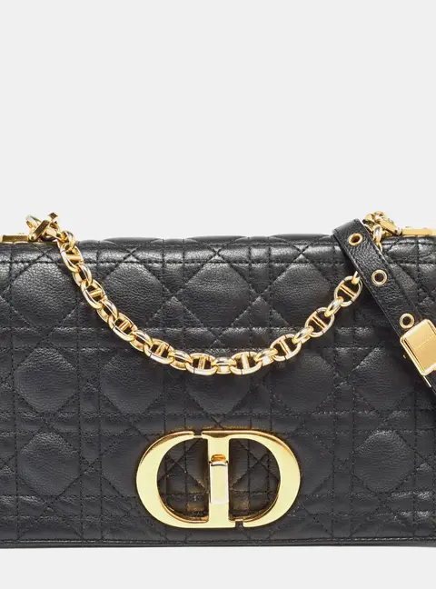 Dior Black Cannage Leather Medium Caro Shoulder Bag