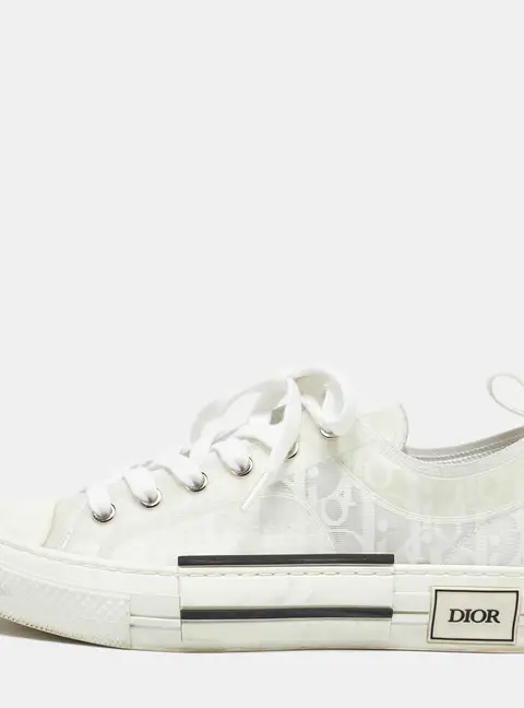 Dior White Oblique Mesh and Rubber B23 Low Top Sneakers Size 37.5