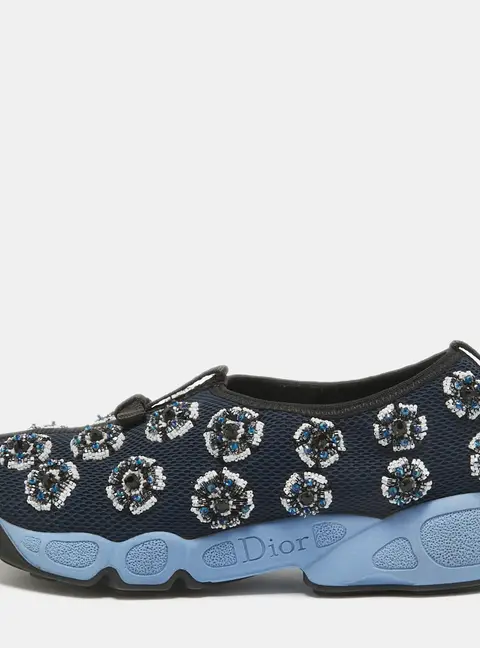 Dior Blue Mesh Fusion Slip On Sneakers Size 34.5