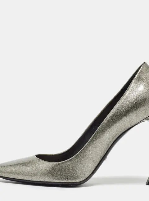 Dior Silver Patent Leather Pointed Toe Pumps Size 40