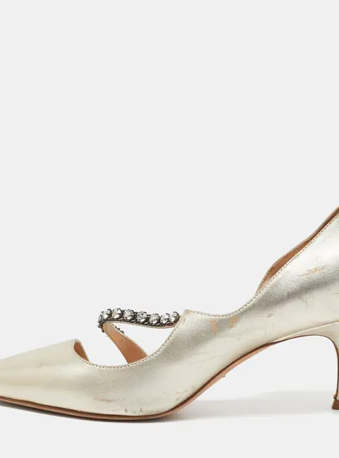 Dior Gold Leather D'orsay Pointed Toe Pumps Size 38