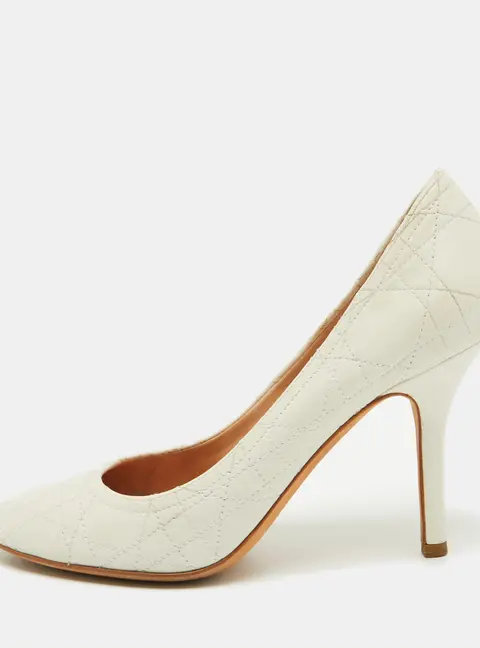 Dior White Cannage Leather Pumps Size 37