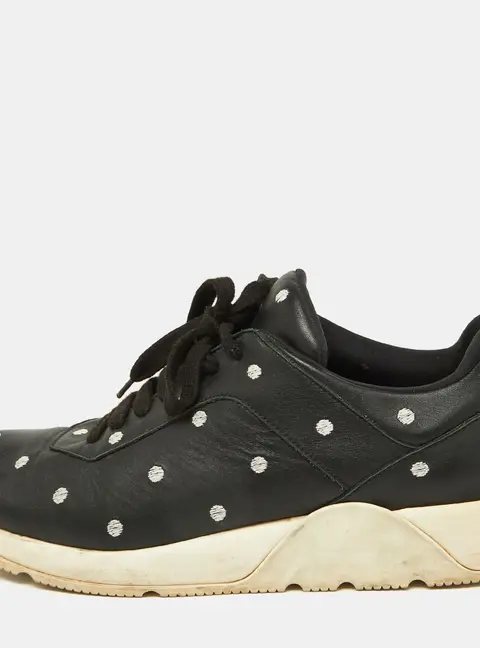 Dior Black Leather Polka Dot Low Top Sneakers Size 41