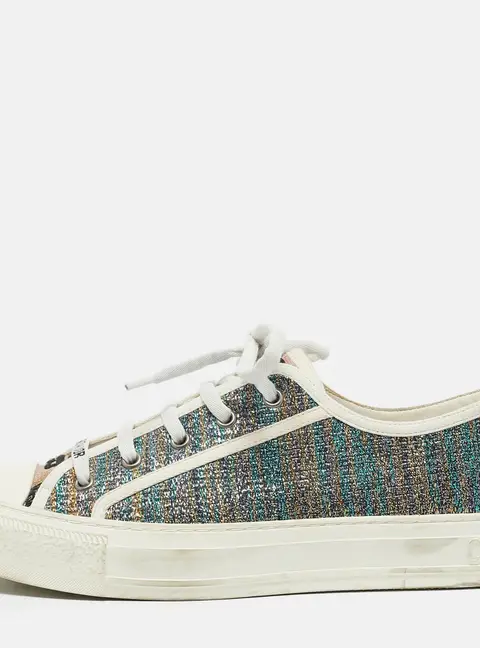 Dior Multicolor Metallic Foil Fabric Walk'n'Dior Low-Top Sneakers Size 40
