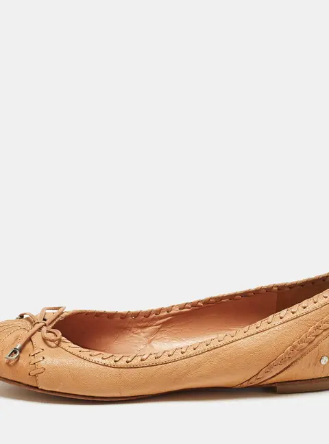 Dior Bow Size 38 Tan Leather Ballet Flats