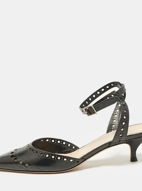 Dior Black Leather Pointed Toe Slingback Pumps Size 37